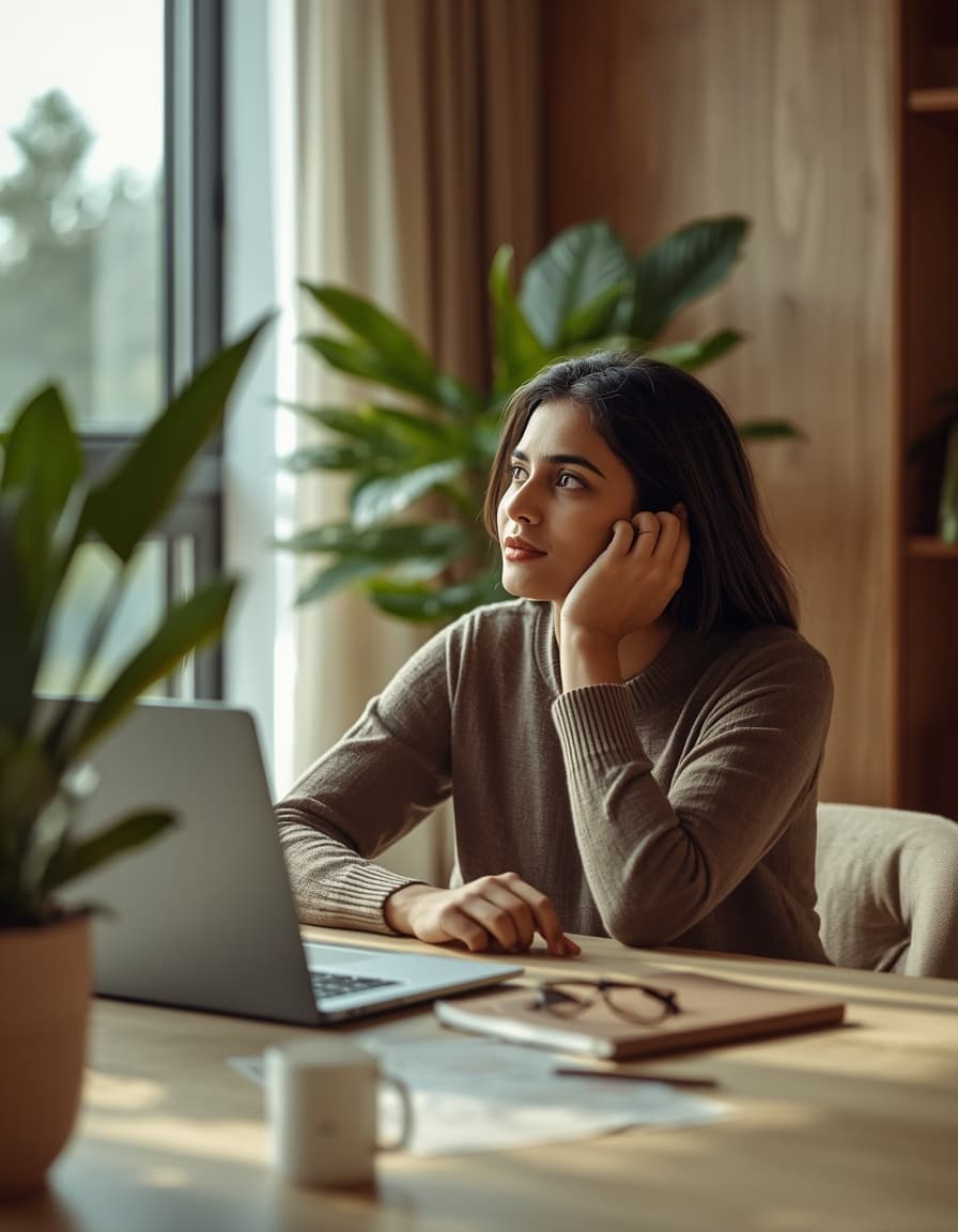 A calm moment at the desk amid modern digital life